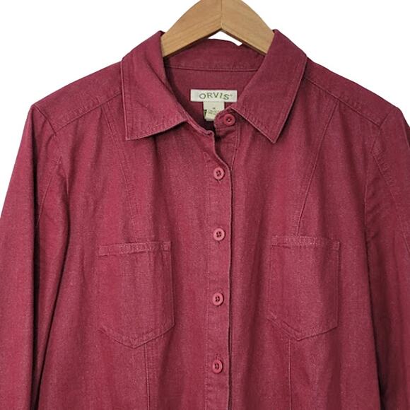 Orvis - Maroon Button front dress- size medium - Picture 3 of 8